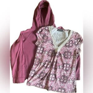 Hooded full zip sweatshirt & shirt bundle. Sweatshirt size XL/shirt size L